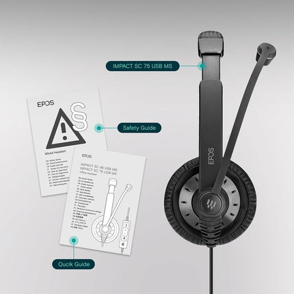 Sennheiser SC 75 USB MS Dual sided UC headset with USB connector including in-line call control and 3.5