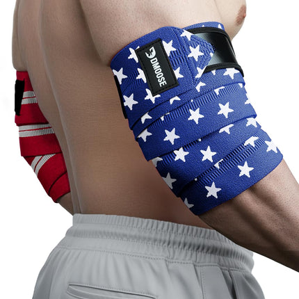 DMoose Fitness Elbow Wraps for Weightlifting (Pair) 40" Adjustable Brace for Joint Support, Pain Relief & Tendonitis-Elbow Straps for Weight Lifting, Bench Press & Gym Workouts, Band for Men & Women
