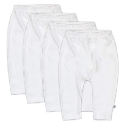 HonestBaby Multipack Harem Pants Corte Holgado Pantalones sin Cierre 100% Algodón Orgánico para Bebés, Niños y Niñas, Unisex, Paquete de 4 Blanco Brillante, Recién Nacido