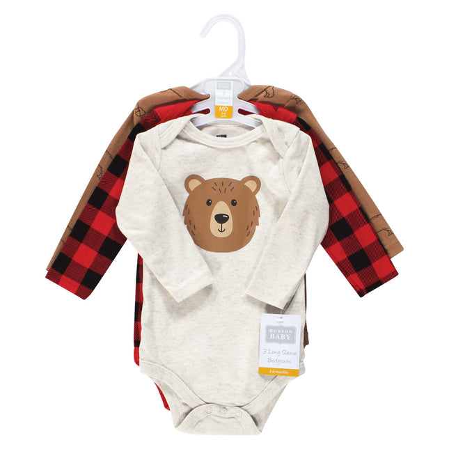 Hudson Baby Unisex Baby Cotton Bodysuits, Brown Bear, Newborn