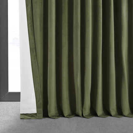 HPD Half Price Drapes Extra Wide Signature Blackout Velvet Curtains 96 Inch Long 1 Panel, 4-Pass Hotel Blackout Lined Window Curtains Thermal Blackout Curtains for Bedroom 100W x 96L, Hunter Green