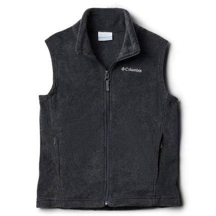 Columbia Chaleco de forro polar Steens Mtn para niños pequeños, gris carbón jaspeado, 3T