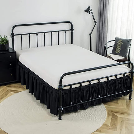 xuan dian Bed Skirts Twin Size 18 Inch Ruffled Bed Skirt with Split Corners, 18 Inch Drop Dust Ruffle Bed Skirt with Platform, Black