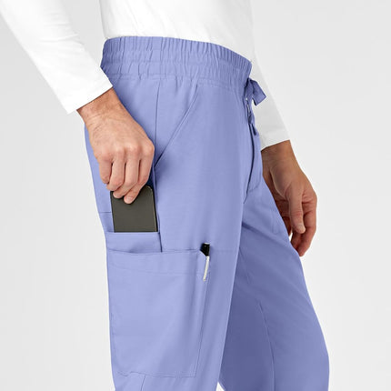 WonderWink Men's Cargo Jogger Pant, Ceil Blue, X-Small