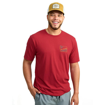 HUK Mens Short Sleeve Performance Tee, Fishing T-Shirt for Men, Spot Badge - Scarlet Blaze, 3X-Large