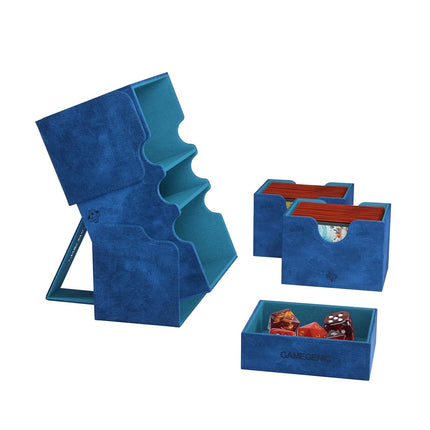 Gamegenic Stronghold 200+ XL Convertible Deck Box | Double-Sleeved Card Storage | Card Game Protector with Accessories Drawer | Nexofyber Surface | Holds up to 200 Cards | Blue Color | Made by