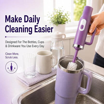 5-in-1 Long Handle Electric Bottle Brush Cleaner and Straw Cleaning Brush with Removable Brush Head, Multi-Function Rechargeable,for Stanley Cups, Baby Bottles, Pacifiers, Coffee Cups, Sports Bottles