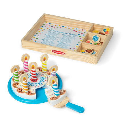 Melissa & Doug Wooden Birthday Cake | Pretend Play | Wooden Play Food Toy for Kids | 3+ | Gift for Boy or Girl