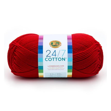 Lion Brand Yarn 761-113 24/7 Cotton Yarn, Red