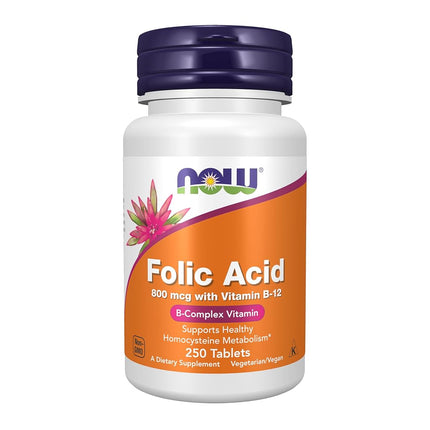 NOW Foods Folic Acid 800 mcg Tabs (Pack of 2)