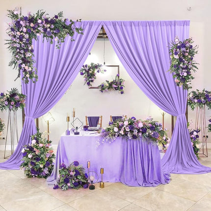 AK TRADING CO. 10 feet x 10 feet Polyester Backdrop Drapes Curtains Panels with Rod Pockets - Wedding Ceremony Party Home Window Decorations - Lavender