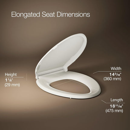 Kohler 75796-0 Cachet Nightlight Quiet-Close with Grip-Tight Toilet Seat