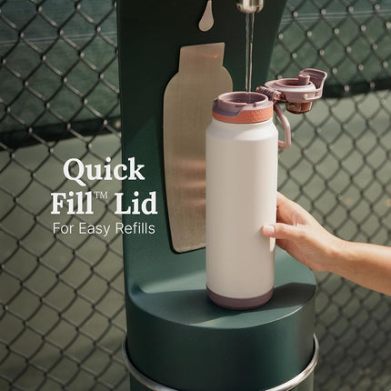 ZULU Powerfill Pro 32oz Stainless Steel Water Bottle with Quick Fill Lid, Triple Walled Vacuum Insulated Metal, Leak Proof Locking Lid, Sip and Chug, Reusable BPA Free, Sherbert