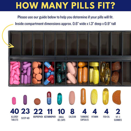 AM PM 31 Day Once-a Day Monthly Pill Planner Organizers - Large Compartment Pill Boxes Store Medications for Entire Month Plus Compartment for Extra Pills (AM/PM) (Am/Pm Black & Teal)