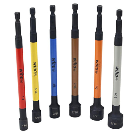 Wiha 70486 | 6 Piece Color Coded Magnetic Nut Setter Set