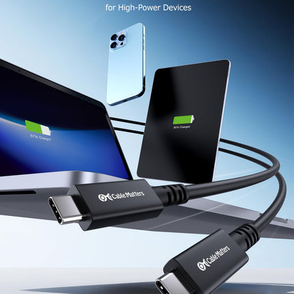 Cable Matters Cable USB4 Activo de 40 Gbps de 3 m con Video 8K y Carga de 100 W, Compatible con Thunderbolt 4/3, USB C para Auriculares VR, Estaciones de Acoplamiento, MacBook, DELL XPS, Surface Pro y Más