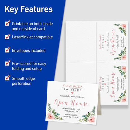 Avery Printable Note Cards, 4.25" x 5.5", Two-Sided Printing, Matte White, 2 Pack, 100 Cards Total (5813)
