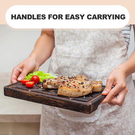 Teslyar Steak Board, Wooden BBQ Serving Platter, 30 x 20 cm