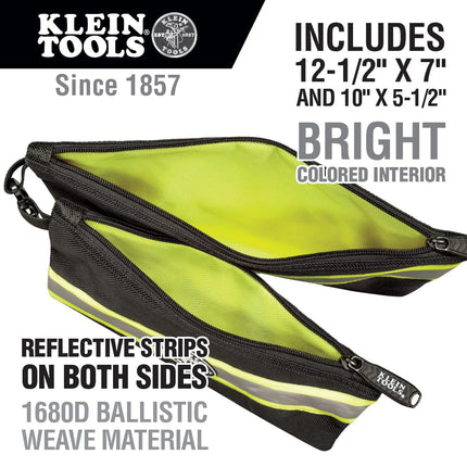 Klein Tools High Visibility Zipper Bags, 2-Pack