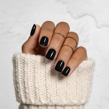 KISS imPRESS Color Gel Nail Kit, All Black, with PureFit Technology, Polish-Free Colour Mani, Includes Prep Pad, Mini File, Cuticle Stick, and 30 Fake Nails