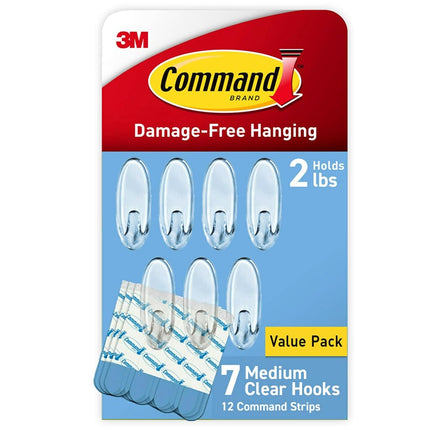 Command CL091-7NA Clear Medium, 7 Hooks