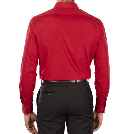 Van Heusen Men's Dress Shirt Fitted Poplin Solid, Flame, 17" Neck 32"-33" Sleeve
