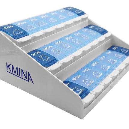 KMINA - Weekly Pill Organizer 3 Times a Day, Pill 