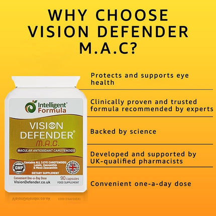 Vision Defender MAC Meso-Zeaxanthin Lutein Eye Supplement 90 Capsules