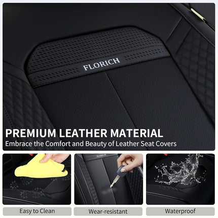 FLORICH Car Seat Covers Full Set, Automotive Seat Covers, Black Car Seat Cover, Waterproof Seat Protectors Universal fit for Car Truck Van SUV - Black