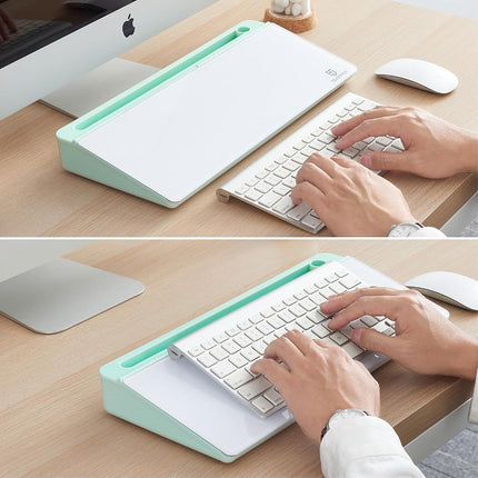 Small Glass Desktop Whiteboard Dry-Erase-Board - Computer Keyboard Stand White Board Surface Pad with Drawer, Desk Organizers with Accessories for Office, Home, School Supplies