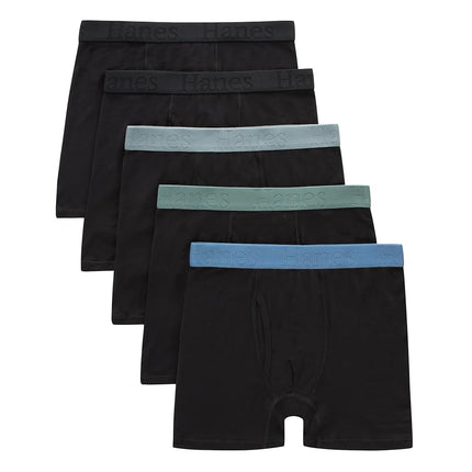 Ropa Interior Bóxer Bóxers Originales de Niño Hanes, Bóxers Súper Suaves para Niños, Paquete de 5 Surtidos, Paquete de 5 Negros, Talla Extra Grande