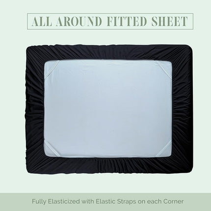 Elegant Comfort 1500 Premium Hotel Quality 18-24 Inches Deep - Extra Deep Pocket Single Fitted Sheet for High Mattress, Luxury and Softest, Smart Pocket - Wrinkle Free, Full, Black