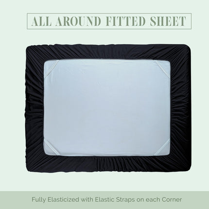 Elegant Comfort 1500 Premium Hotel Quality 18-24 Inches Deep - Extra Deep Pocket Single Fitted Sheet for High Mattress, Luxury and Softest, Smart Pocket - Wrinkle Free, Full, Black