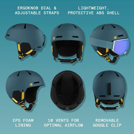 Casco de esquí y snowboard Retrospec Comstock para adultos con 10 ventilaciones, azul superior mate, talla M 55-58 cm (4830)