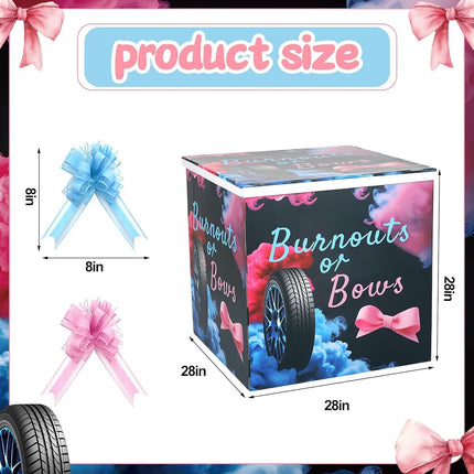 AmazingSpark 28in Giant Gender Reveal Gift Box Kit, Burnouts or Bows