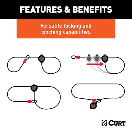 CURT 23666 6-Foot Bike Cable Lock BLACK VINYL