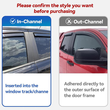 in-Channel Window Visors Rain Guards for 2019-2023 Ford Ranger Crew Cab