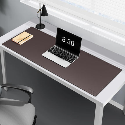 Cacoy Oversized 100x40cm PU Leather Desk Pad - Gaming Mouse Pad Writing Desk Mate Protective Mat for Office, Home, Gaming, Working - Dark Brown