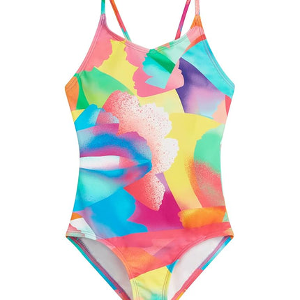 Kanu Surf Girls' Hurricane Beach Sport UPF 50 one Piece Swimsuit, Isabel Multi, 14