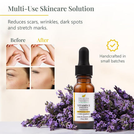 100% Natural & Organic Vitamin E Oil For Your Face & Skin, Unscented - 15,000/30,000 IU - Reduces Wrinkles & Lightens Dark Spots Which Leaves Your Skin More Youthful. Not-Too-Thick Oil, Infused With Jojoba & Avocado Oil, Makes Your Skin Soft & NON Stic...