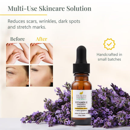 100% Natural & Organic Vitamin E Oil For Your Face & Skin, Unscented - 15,000/30,000 IU - Reduces Wrinkles & Lightens Dark Spots Which Leaves Your Skin More Youthful. Not-Too-Thick Oil, Infused With Jojoba & Avocado Oil, Makes Your Skin Soft & NON Stic...