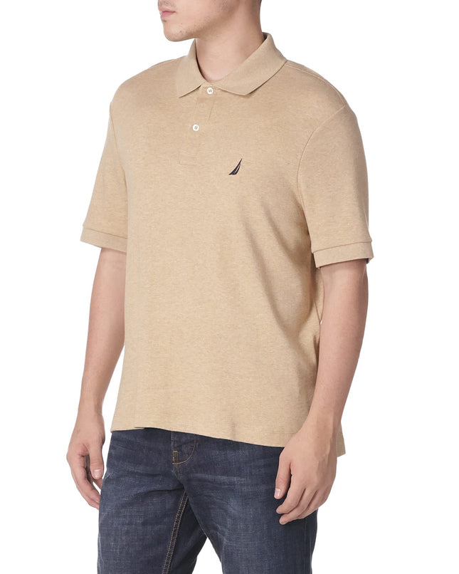 Nautica Men's Classic Fit Short Sleeve Solid Soft Cotton Polo Shirt, Coastal Camel Heather, 1X