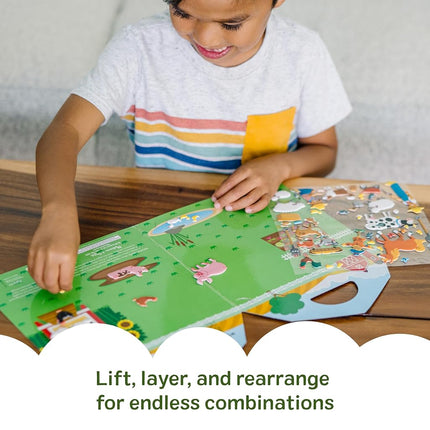 Melissa & Doug Puffy Sticker Play Set - On The Farm - 52 Reusable Stickers, 2 Fold-Out Scenes Restickable Farm Sticker Book, Puffy Farm Animals Removable Stickers for Kids Ages 4+ - FSC Certified