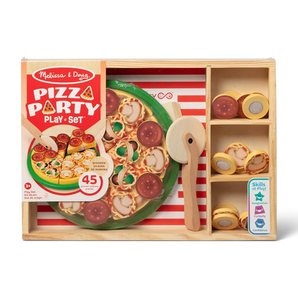 Melissa & Doug Wooden Pizza | Kitchen Role Play Set for Kids, Pretend Cooking Toy | Age 3+