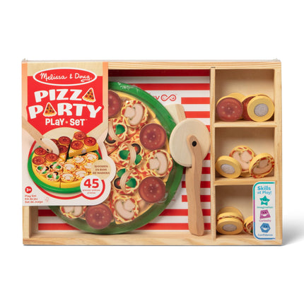Melissa & Doug Wooden Pizza | Kitchen Role Play Set for Kids, Pretend Cooking Toy | Age 3+