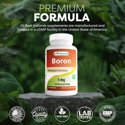 Best Naturals Boron Supplements 5 mg 240 Tablets (240 Count (Pack of 2))
