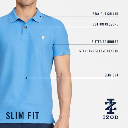 IZOD Men's Advantage Performance Short-Sleeve Polo Shirt, Bright Cobalt, XL