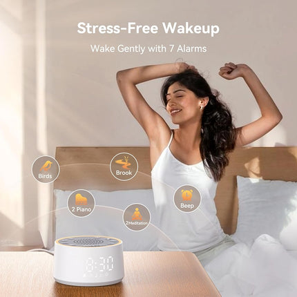 Dreamegg D1 Nova, 3 in 1 White Noise Machine, Alarm Clock with Light, White