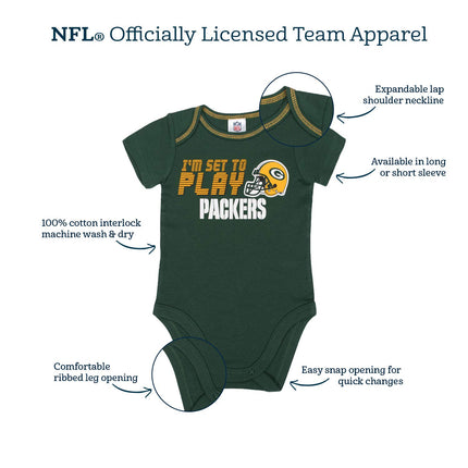 Paquete de 3 bodys de manga corta NFL para bebé niña de Gerber, color del equipo, 6-12 meses
