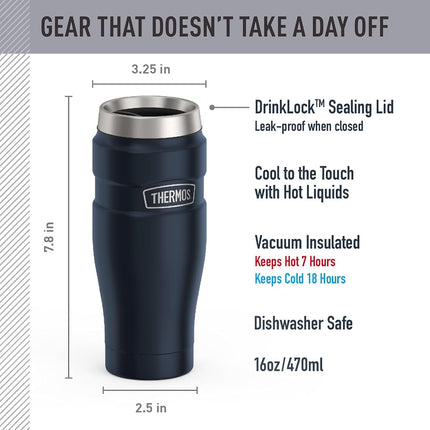 THERMOS Stainless King Tumbler, 16oz, Matte Blue